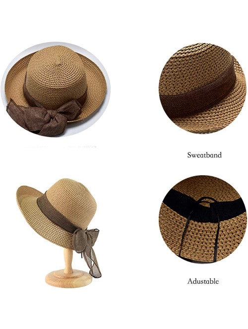 Sun Hats Women's Sun Straw Hat- Big Brim Hat Bowknot Summer Hat Foldable Roll up Floppy Sunhat Beach for Women - C518ROOIHG0 ...