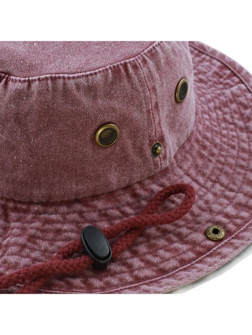 Sun Hats 100% Cotton Stone-Washed Safari Wide Brim Foldable Double-Sided Sun Boonie Bucket Hat - Pigment - Burgundy - CP18R4X...