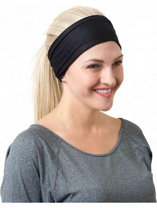 Headbands Yoga Headbands Women Men - Black 2 Pack - CU129FZCSMP $18.39