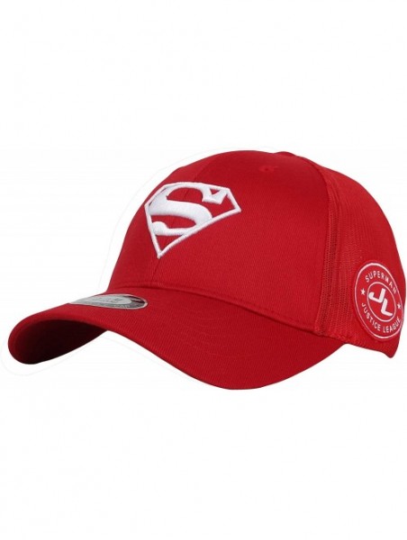 Baseball Caps Superman Shield Embroidery Baseball Cap Mesh Hat ACM1206 - Red - C418UNMRLRU $28.48