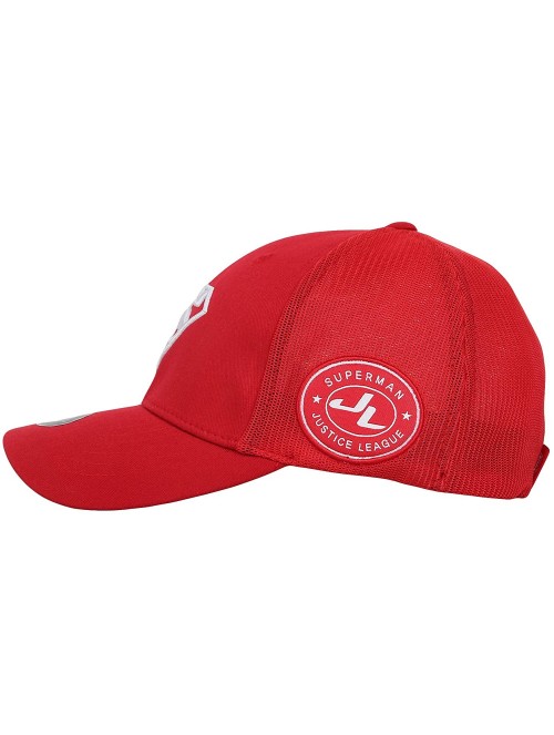 Baseball Caps Superman Shield Embroidery Baseball Cap Mesh Hat ACM1206 - Red - C418UNMRLRU $28.48