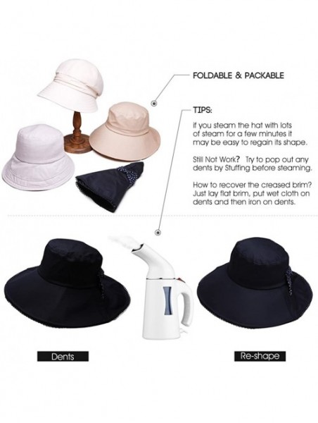 Sun Hats Womens UPF50 Cotton Packable Sun Hats w/Chin Cord Wide Brim Stylish 54-60CM - 69038_pink - CF12E73Y9MR $32.76