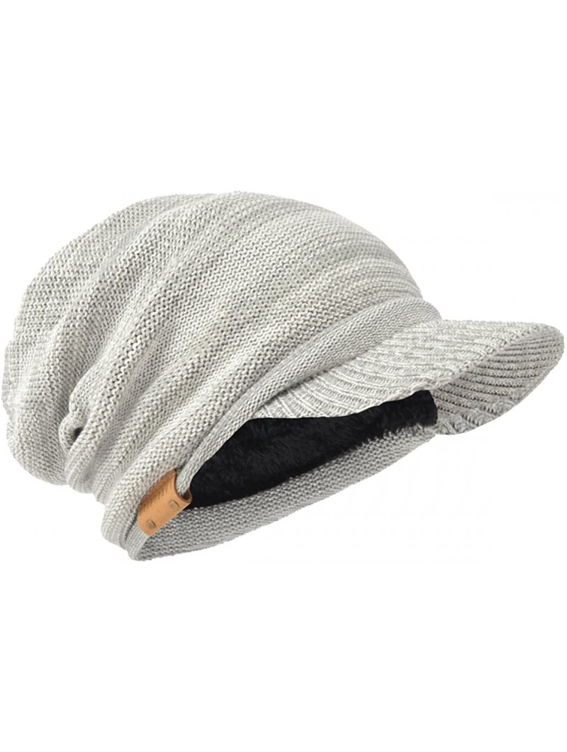 Skullies & Beanies Mens Slouch Beanie Vintage Knit Cadet Cabbie Skull Cap with Visor B319 - Pale - C6186II0L9W $16.55