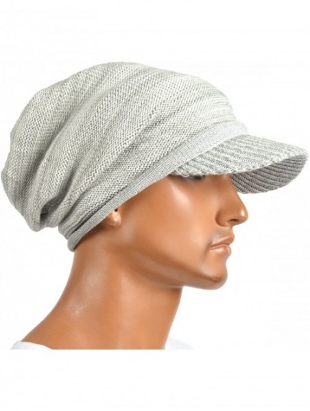 Skullies & Beanies Mens Slouch Beanie Vintage Knit Cadet Cabbie Skull Cap with Visor B319 - Pale - C6186II0L9W $16.55