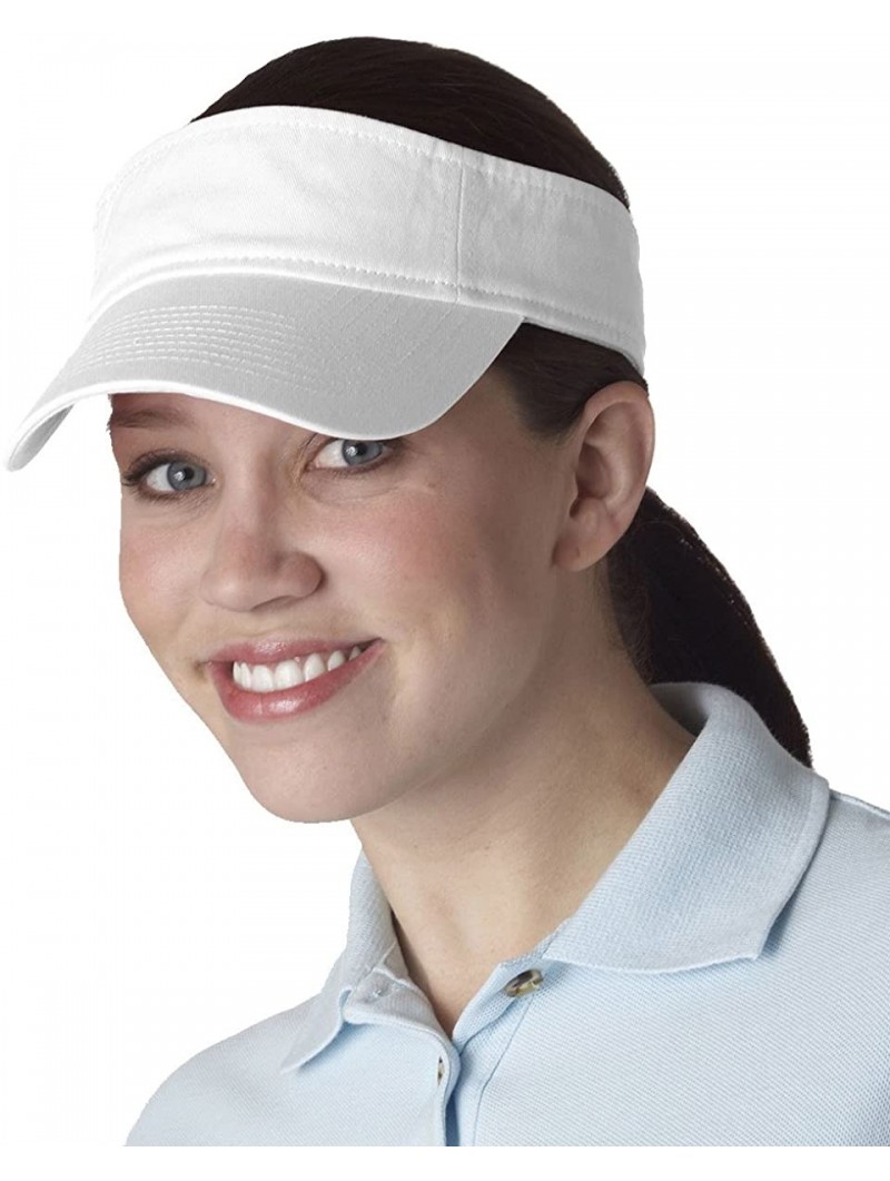 Visors Classic Cut Chino Cotton Twill Visor (8103) - White - CW1147687FP $12.05