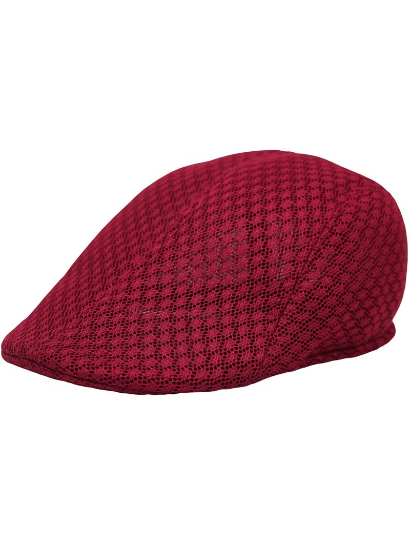 Newsboy Caps Breathable Mesh Summer Hat Newsboy Ivy Cap Cabbie Flat Cap UZ30053 - Red - CR18WYGAW58 $10.23