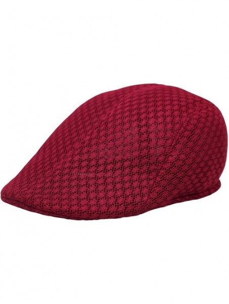 Newsboy Caps Breathable Mesh Summer Hat Newsboy Ivy Cap Cabbie Flat Cap UZ30053 - Red - CR18WYGAW58 $10.23