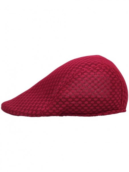 Newsboy Caps Breathable Mesh Summer Hat Newsboy Ivy Cap Cabbie Flat Cap UZ30053 - Red - CR18WYGAW58 $10.23