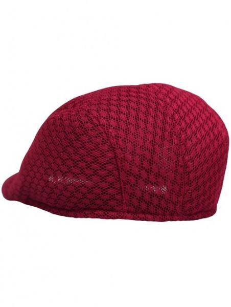 Newsboy Caps Breathable Mesh Summer Hat Newsboy Ivy Cap Cabbie Flat Cap UZ30053 - Red - CR18WYGAW58 $10.23