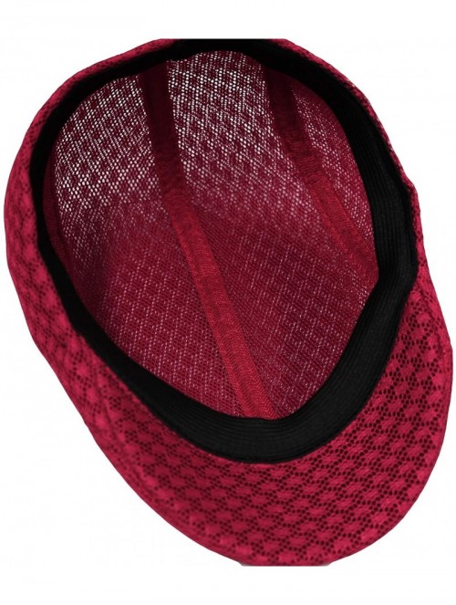 Newsboy Caps Breathable Mesh Summer Hat Newsboy Ivy Cap Cabbie Flat Cap UZ30053 - Red - CR18WYGAW58 $10.23