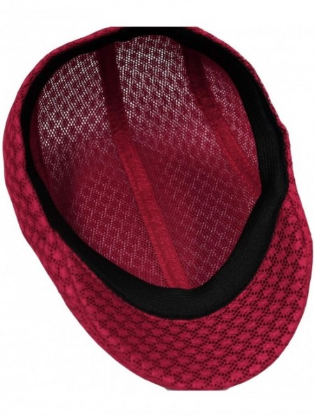 Newsboy Caps Breathable Mesh Summer Hat Newsboy Ivy Cap Cabbie Flat Cap UZ30053 - Red - CR18WYGAW58 $10.23