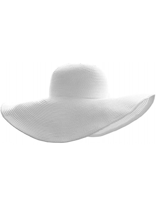 Sun Hats Women Floppy Derby Hat Wide Large Brim Beach Straw Sun Cap - Style 1 White - C511TNP82JV $19.61
