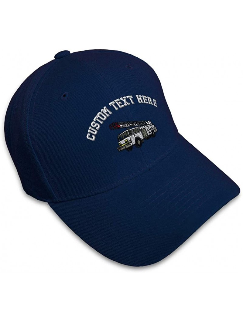 Baseball Caps Custom Baseball Cap Firefighter Truck Hook and Ladder Embroidery Strap Closure - Navy - CU18SDIQRZC $28.82