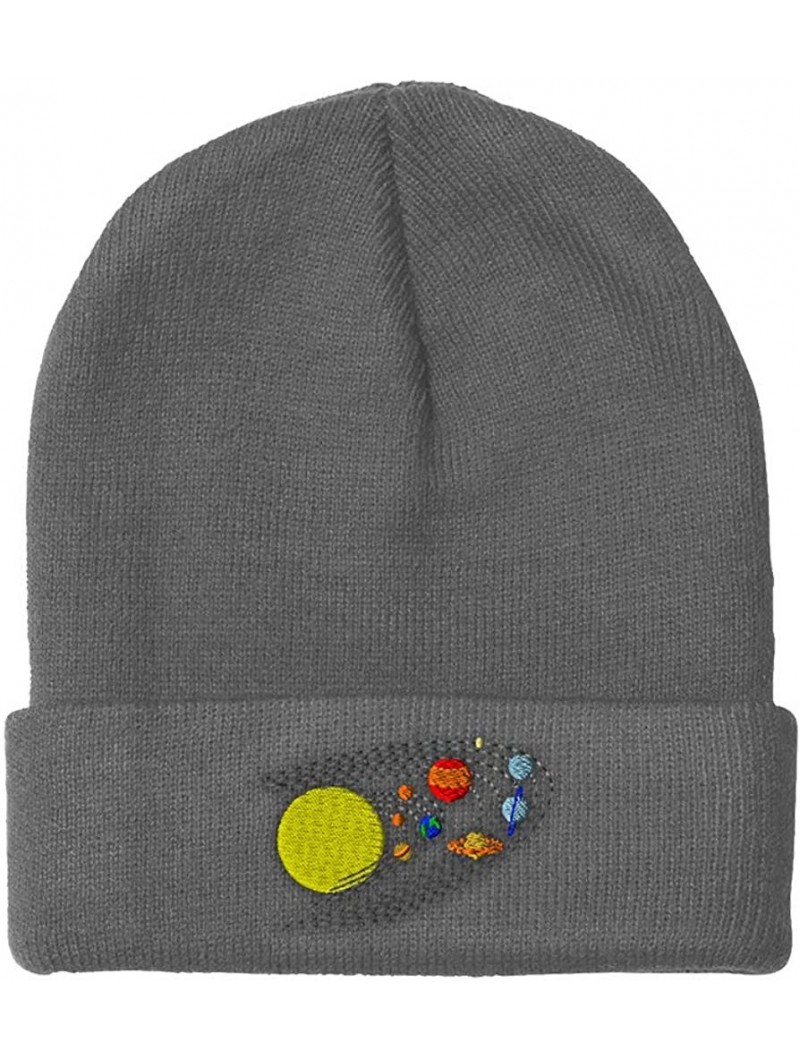 Skullies & Beanies Custom Beanie for Men & Women Astronomy Orbit Solar System Embroidery Acrylic - Light Grey - CQ189CT6HQ6 $...