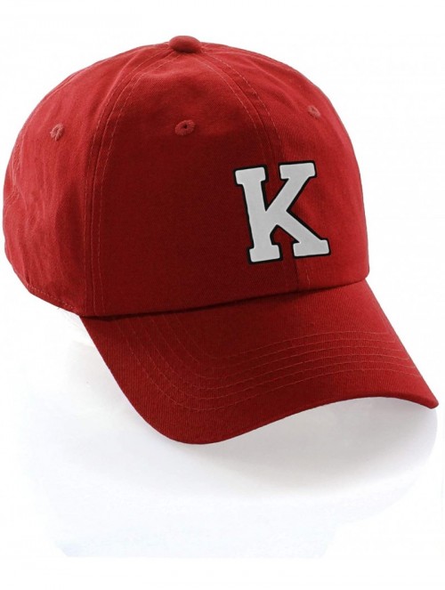 Baseball Caps Customized Letter Intial Baseball Hat A to Z Team Colors- Red Cap Black White - Letter K - CF18NMYXMM2 $14.01