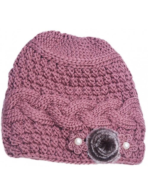 Rain Hats Womens Hats- Elderly Women Fashion Keep Warm Winter Hats Knitted Hand Hook Hat - CI18M78YYEE $15.33