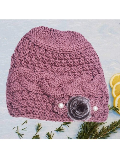 Rain Hats Womens Hats- Elderly Women Fashion Keep Warm Winter Hats Knitted Hand Hook Hat - CI18M78YYEE $15.33