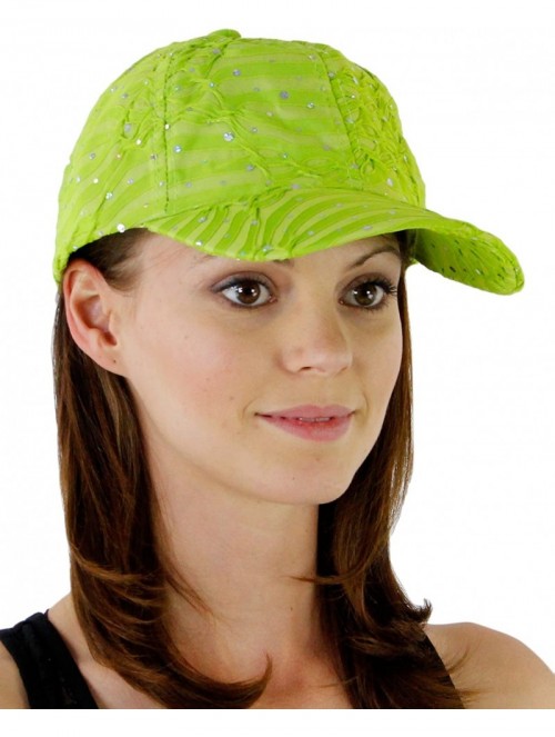 Baseball Caps Glitzy Game Sequin Trim Baseball Cap - Lime - CT11GX7G6T5 $12.45