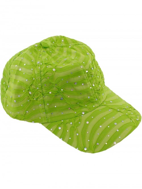 Baseball Caps Glitzy Game Sequin Trim Baseball Cap - Lime - CT11GX7G6T5 $12.45