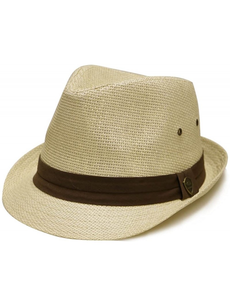 Fedoras Pamoa Pms510 Dent Trilby Summer Fedora Hat - Toyo Natural - C012EF511XR $17.23