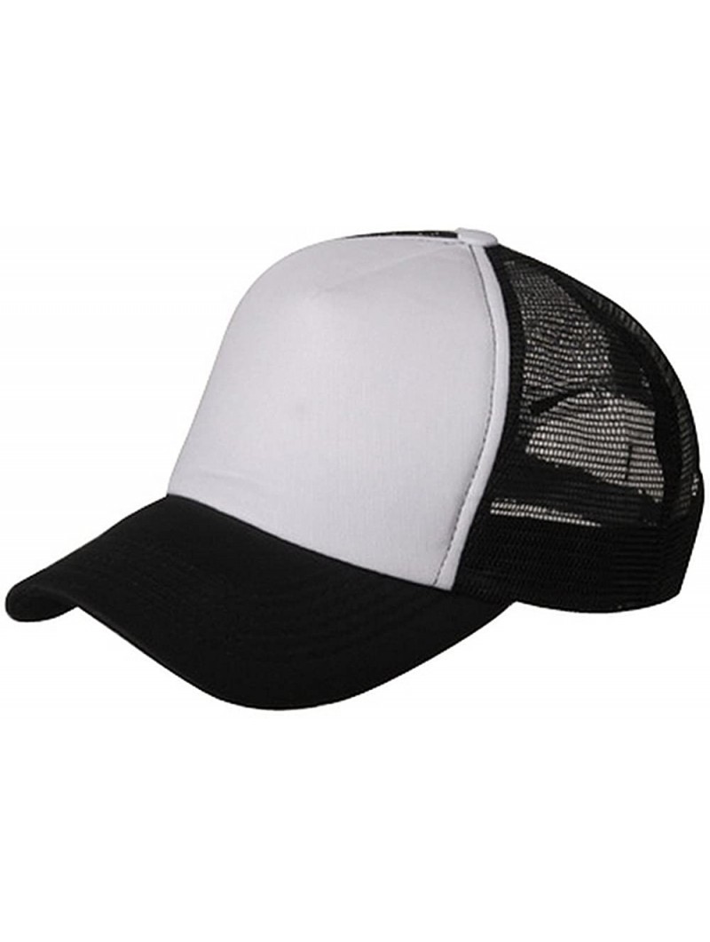 Baseball Caps Cotton Trucker Cap - Black White - C9111743RXH $14.41