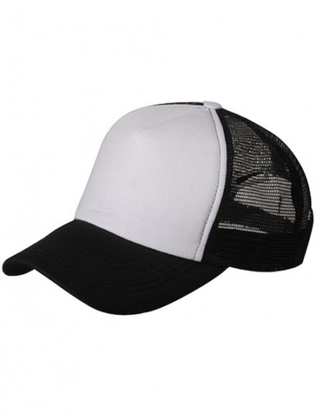 Baseball Caps Cotton Trucker Cap - Black White - C9111743RXH $14.41