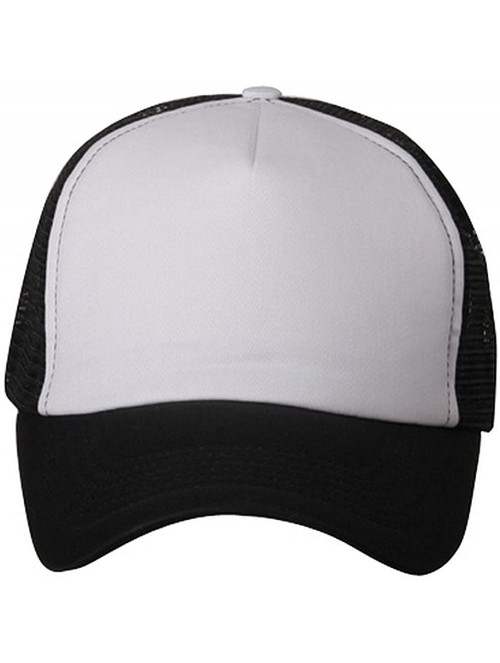 Baseball Caps Cotton Trucker Cap - Black White - C9111743RXH $14.41