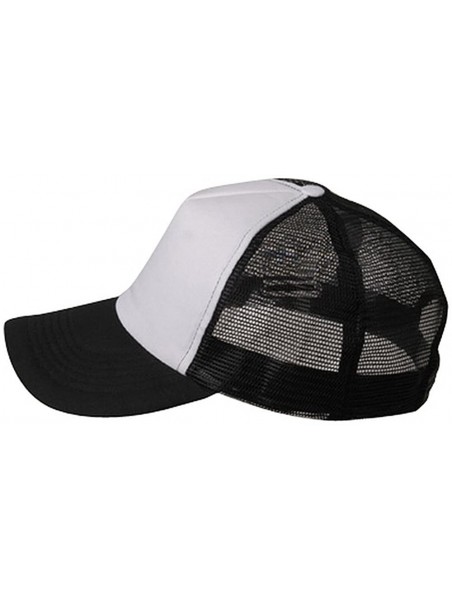 Baseball Caps Cotton Trucker Cap - Black White - C9111743RXH $14.41