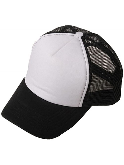 Baseball Caps Cotton Trucker Cap - Black White - C9111743RXH $14.41