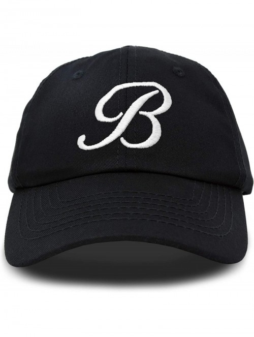 Baseball Caps Initial Hat Letter B Womens Baseball Cap Monogram Cursive Embroidered - Black - CT18TWRX92K $14.26