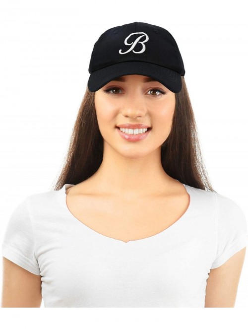 Baseball Caps Initial Hat Letter B Womens Baseball Cap Monogram Cursive Embroidered - Black - CT18TWRX92K $14.26