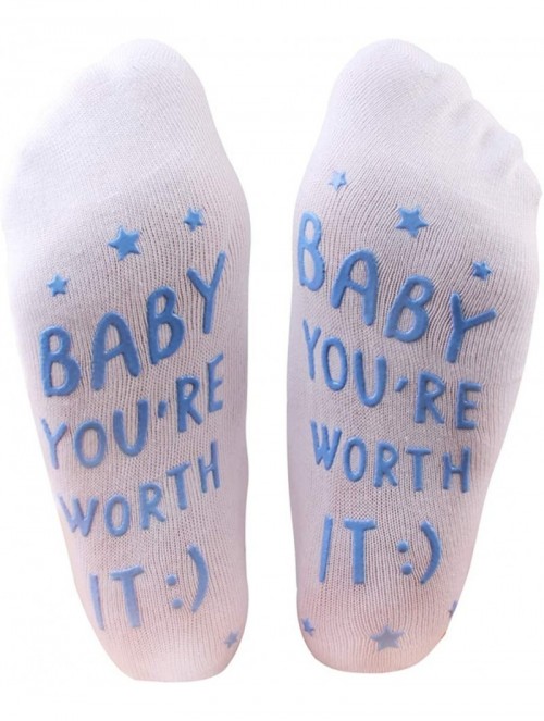 Headbands Labor and Delivery Non Slip Socks for Women Inspiration Hospital Funny Socks for Maternity Pregnancy - Blue - CD18R...