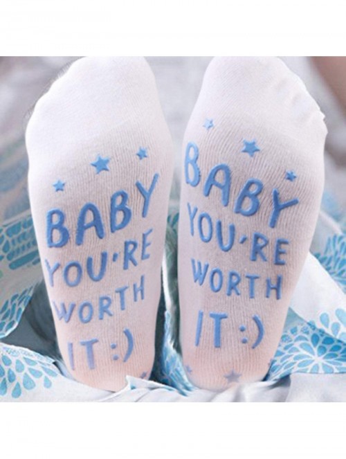 Headbands Labor and Delivery Non Slip Socks for Women Inspiration Hospital Funny Socks for Maternity Pregnancy - Blue - CD18R...