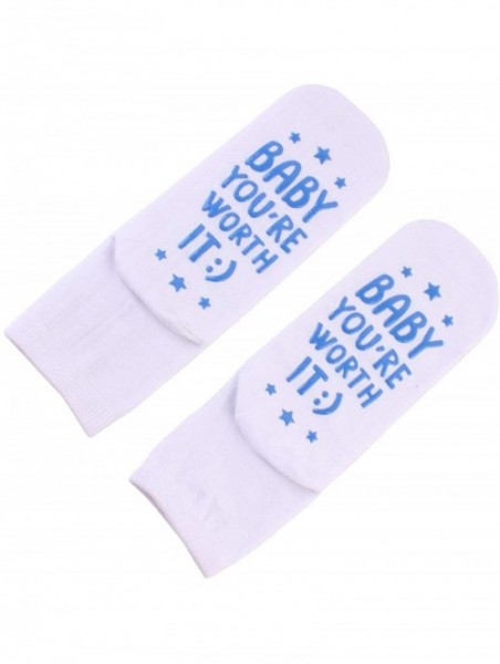 Headbands Labor and Delivery Non Slip Socks for Women Inspiration Hospital Funny Socks for Maternity Pregnancy - Blue - CD18R...