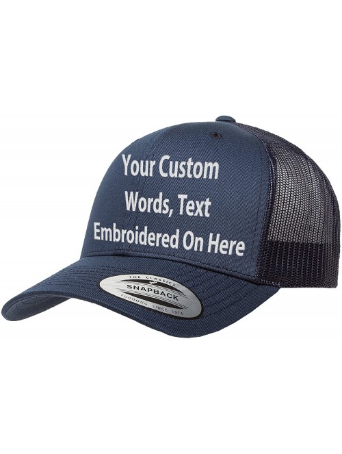 Baseball Caps Custom Trucker Hat Yupoong 6606 Embroidered Your Own Text Curved Bill Snapback - Navy - CY1875OD8X4 $34.69