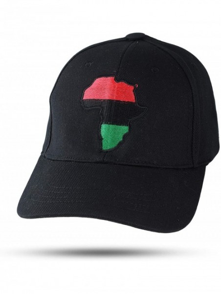 Baseball Caps Africa Unite! (RBG) - Black Embroidered Adjustable Pan-African Baseball Cap - CR18UN5LW8T $17.76