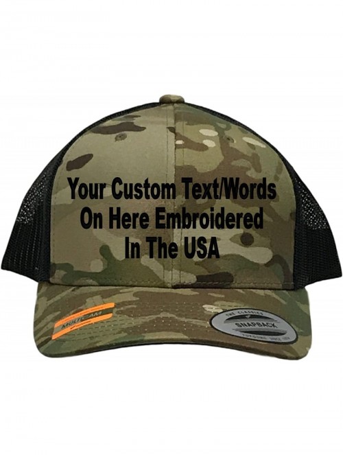 Baseball Caps Custom Trucker Hat Yupoong 6606 Embroidered Your Own Text Curved Bill Snapback - Licensed Multi Camo - CH180ILO...