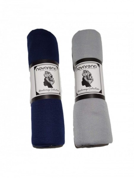 Headbands Stretch Headwraps Headband African - 2 Pcs Pack - Navy Blue and Heather Gray - CO18WZ9D4HU $36.89