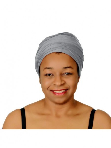 Headbands Stretch Headwraps Headband African - 2 Pcs Pack - Navy Blue and Heather Gray - CO18WZ9D4HU $36.89