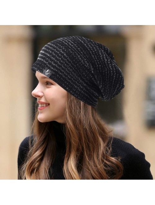 Skullies & Beanies Mens Slouchy Beanie Hat Summer Oversized Knit Cap for Women Winter Skull Cap B309 - B724-black - CH18AGOL9...