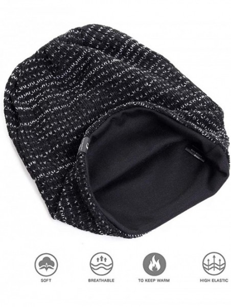 Skullies & Beanies Mens Slouchy Beanie Hat Summer Oversized Knit Cap for Women Winter Skull Cap B309 - B724-black - CH18AGOL9...