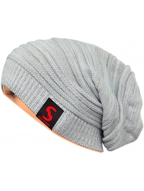 Skullies & Beanies Unisex Adult Winter Warm Slouch Beanie Long Baggy Skull Cap Stretchy Knit Hat Oversized - White - CZ128YYT...