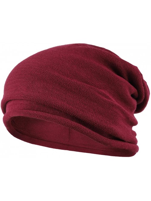 Skullies & Beanies Slouch Beanie Hat for Men Women Summer Winter B010 - Claret-roll - C018YZCQ2H2 $17.13