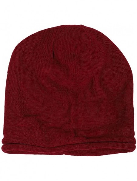 Skullies & Beanies Slouch Beanie Hat for Men Women Summer Winter B010 - Claret-roll - C018YZCQ2H2 $17.13