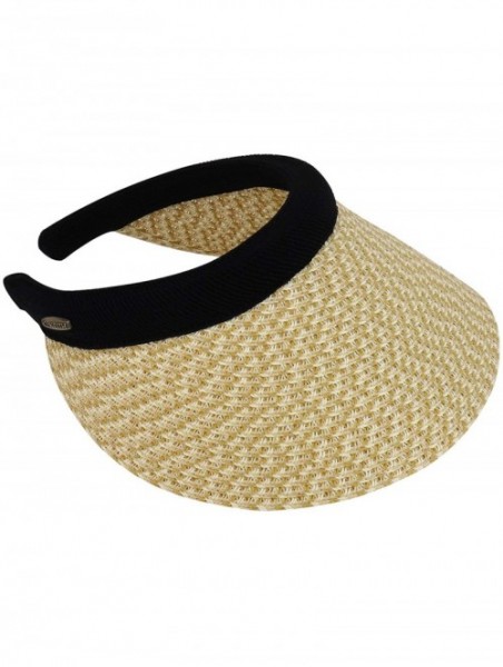 Visors Braided 4 Inch Toyo Brim Clip On Visor with Sweatband - Beige Khaki - C918T43L0XT $27.03