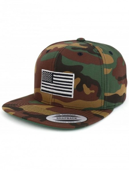 Baseball Caps Flexfit Oversize XXL Grey American Flag Embroidered Structured Flatbill Snapback Cap - Camo - C018SW4CUEZ $28.16