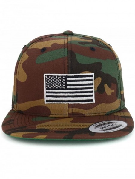 Baseball Caps Flexfit Oversize XXL Grey American Flag Embroidered Structured Flatbill Snapback Cap - Camo - C018SW4CUEZ $28.16