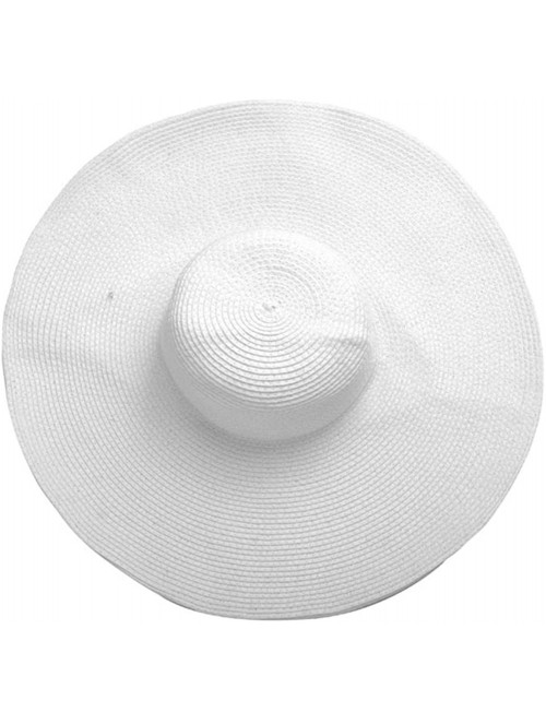 Sun Hats Women Floppy Derby Hat Wide Large Brim Beach Straw Sun Cap - Style 1 White - C511TNP82JV $19.61