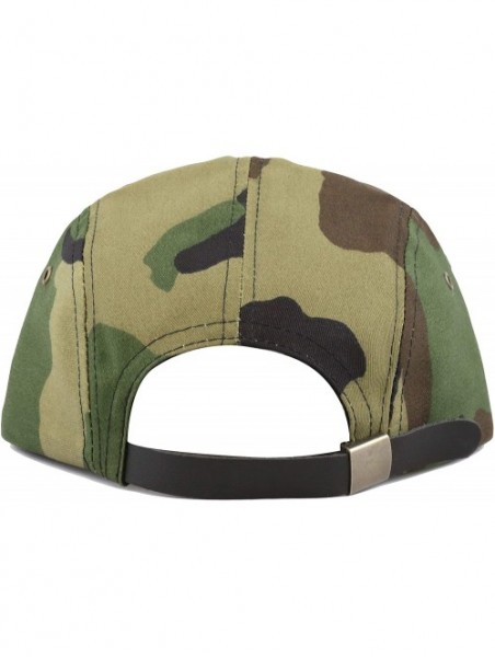 Baseball Caps Made in USA Cotton Twill 5 Panel Flat Brim Genuine Leather Brass Biker Board Cap - Camo1 - C612F1LSFGP $12.89