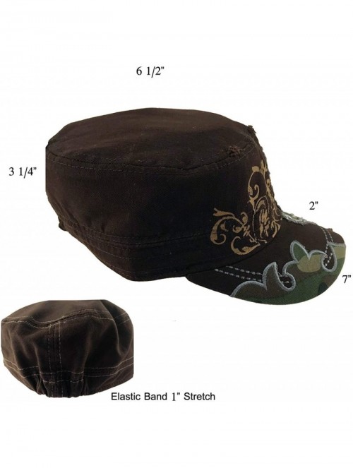 Baseball Caps Women's Military Cadet Cap Hat - Patch Cotton - Studded & Embroidered - C918KDK480X $25.81